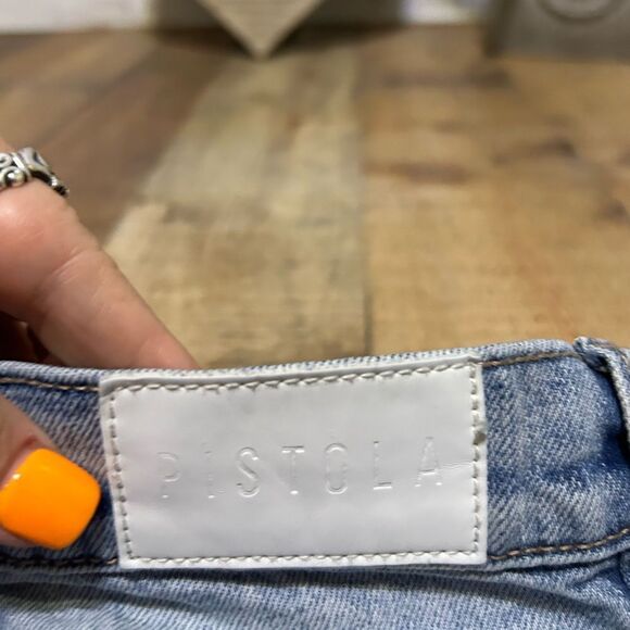 PISTOLA JEANS WOMENS SIZE 25 P6027AXS-WSP Distressed Raw Hem Straight - Picture 5 of 12